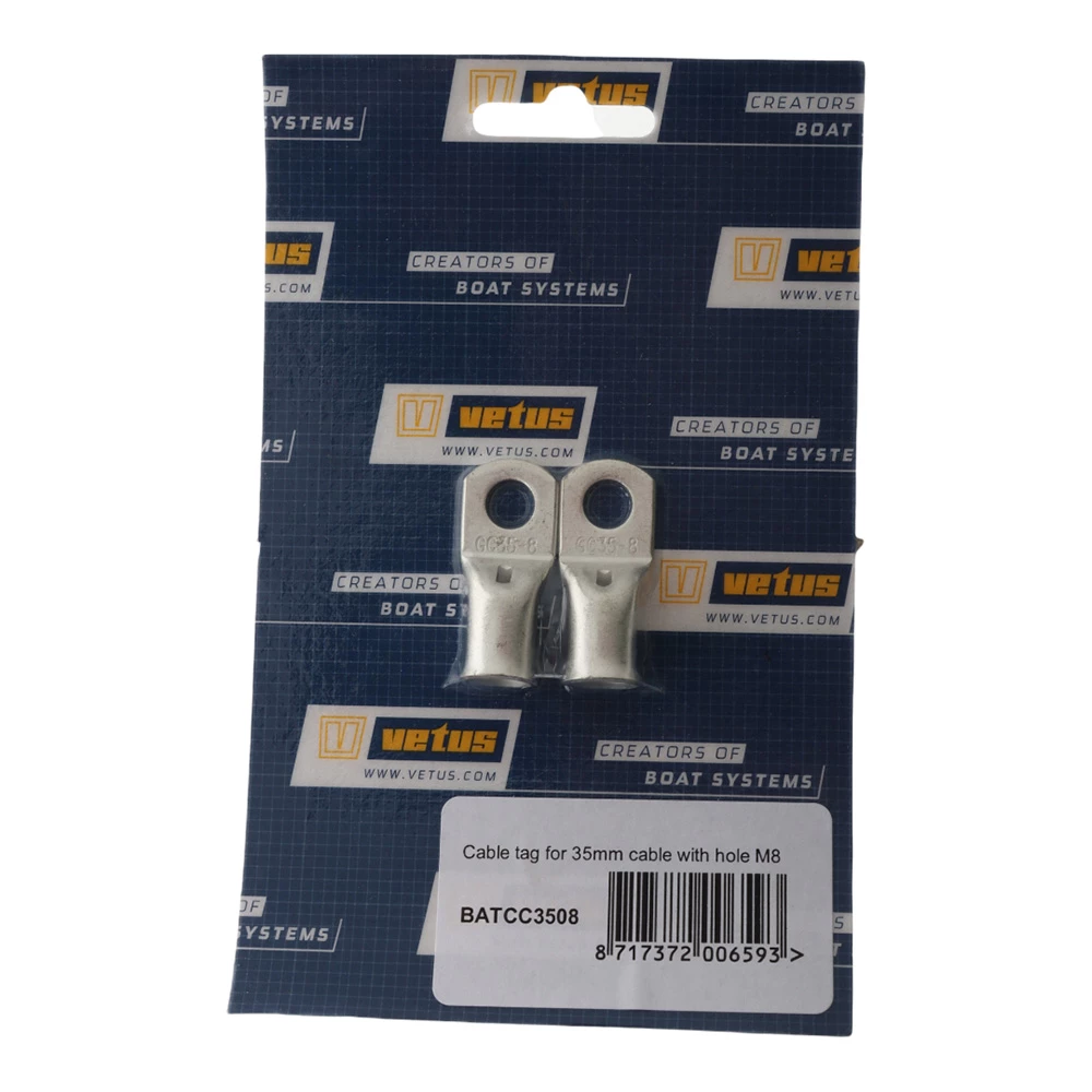 VETUS Battery Cable Tag 35mm M8 Hole Qty 2 1 VETUS Battery Cable Tag 35mm M8 Hole Qty 2