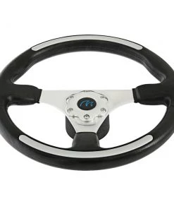 VETUS Three Spoke Sport Steering Wheel 35cm Black With Aluminium