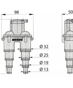 VETUS Airvent With Hose For 13/19/25/32mm Hose