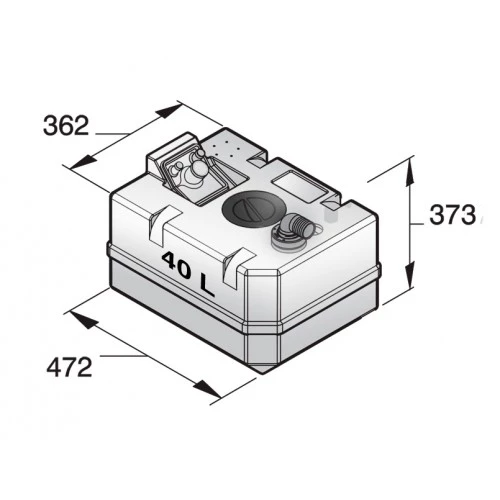 VETUS Rigid Waste Water Tank 40L With Connections 1 VETUS Rigid Waste Water Tank 40L With Connections