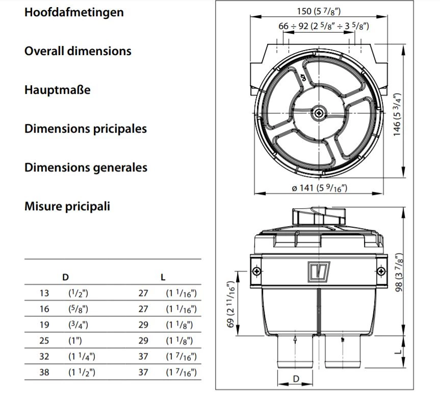 VETUS FTR470 Cooling Water Strainer For 19.1mm Hose Connections 2 VETUS FTR470 Cooling Water Strainer For 19.1mm Hose Connections - Image 2