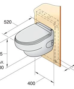 VETUS Electric Wall Toilet With Control Panel 12V