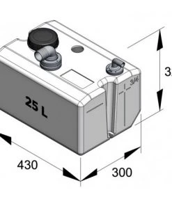 VETUS Rigid Waste Water Tank 25L With Connections