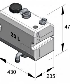 VETUS Bulkhead Mounted Horizontal Waste Water Tank 25L