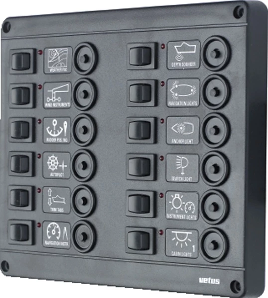 VETUS Switch Panel Type P12 With 12 Circuit Breakers 1 VETUS Switch Panel Type P12 With 12 Circuit Breakers